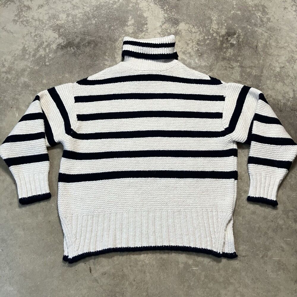 Topshop Sweater Womens 4-6 Turtleneck Striped White‎ Black Super Soft Cozy